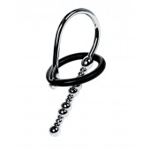 Серебристый уретральный плаг-бусины TOYFA Metal с мягким фиксириющим кольцом - ToyFa - купить с доставкой в Грозном