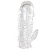 Прозрачная гелевая насадка с шипами и клиторальным отростком - 13 см. - Toyfa Basic - в Грозном купить с доставкой