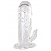 Прозрачная гелевая насадка с клиторальным отростком - 13 см. - Toyfa Basic - в Грозном купить с доставкой