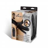 Полый страпон с двумя отростками и вибрацией Unisex Vibrating Hollow Strap-On Double Penetrating Dildo - 17,8 см. - Lux Fetish - купить с доставкой в Грозном