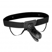 Полый страпон с двумя отростками и вибрацией Unisex Vibrating Hollow Strap-On Double Penetrating Dildo - 17,8 см. - Lux Fetish - купить с доставкой в Грозном