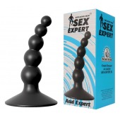 Чёрный фигурный изогнутый анальный стимулятор - 8,5 см. - Sex Expert