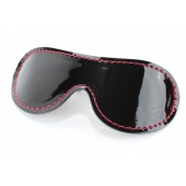 Чёрная перфорированная маска из кожи с красной строчкой - БДСМ Арсенал - купить с доставкой в Грозном