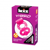 Розовое эрекционное виброкольцо Luxe VIBRO  Бархатный молот  + презерватив - Luxe - в Грозном купить с доставкой