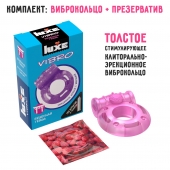 Фиолетовое эрекционное виброкольцо Luxe VIBRO  Бешеная гейша  + презерватив - Luxe - в Грозном купить с доставкой