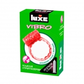 Розовое эрекционное виброкольцо Luxe VIBRO  Поцелуй стриптизёрши  + презерватив - Luxe - в Грозном купить с доставкой