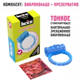 Голубое эрекционное виброкольцо Luxe VIBRO  Райская птица  + презерватив - Luxe - в Грозном купить с доставкой