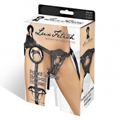 Черные трусики для страпона из патентованной кожи - Lux Fetish - купить с доставкой в Грозном