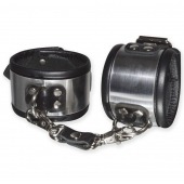 Эффектные серебристо-черные наручники с металлическим блеском - Sitabella - купить с доставкой в Грозном