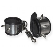 Серебристо-черные наручники с шипами и металлическим блеском - Sitabella - купить с доставкой в Грозном