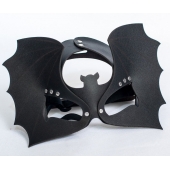 Черная кожаная маска на глаза  Летучая мышь - Sitabella - купить с доставкой в Грозном