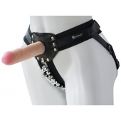 Черный пояс-трусики с насадкой  Гламур Dana  - 15,5 см. - LOVETOY (А-Полимер) - купить с доставкой в Грозном