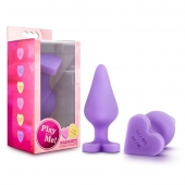 Фиолетовая анальная пробка Naughty Candy Heart Do Me Now - 8,9 см. - Blush Novelties - купить с доставкой в Грозном