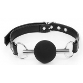 Черный силиконовый кляп-шарик на ремешке - Notabu - купить с доставкой в Грозном