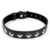 Черный ошейник с серебристыми ромбиками - Notabu - купить с доставкой в Грозном