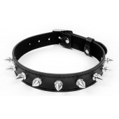 Черный ошейник с серебристыми шипами - Notabu - купить с доставкой в Грозном