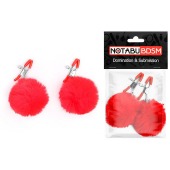 Зажимы для сосков с красным пушком - Notabu - купить с доставкой в Грозном