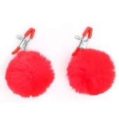 Зажимы для сосков с красным пушком - Notabu - купить с доставкой в Грозном