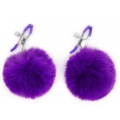 Зажимы для сосков с фиолетовым пушком - Notabu - купить с доставкой в Грозном