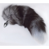 Серебристая анальная пробка с пушистым хвостом - Sitabella - купить с доставкой в Грозном