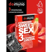 Презервативы для орального секса DOMINO Sweet Sex с ароматом клубничного коктейля  - 3 шт. - Domino - купить с доставкой в Грозном
