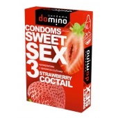 Презервативы для орального секса DOMINO Sweet Sex с ароматом клубничного коктейля  - 3 шт. - Domino - купить с доставкой в Грозном