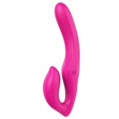 Ярко-розовый безремневой страпон REMOTE DOUBLE DIPPER - 22 см. - Dream Toys - купить с доставкой в Грозном