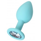 Мятная анальная пробка с прозрачным кристаллом Brilliant - 7 см. - ToyFa - купить с доставкой в Грозном