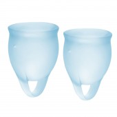 Набор голубых менструальных чаш Feel confident Menstrual Cup - Satisfyer - купить с доставкой в Грозном