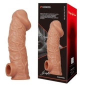 Телесная насадка на фаллос с отверстием для мошонки EXTREME SLEEVE - 17,6 см. - KOKOS - в Грозном купить с доставкой