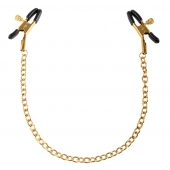 Чёрные с золотом зажимы на соски Gold Chain Nipple Clamps - Pipedream - купить с доставкой в Грозном