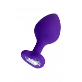 Фиолетовая анальная втулка Diamond Heart с прозрачным кристаллом - 8 см. - ToyFa - купить с доставкой в Грозном