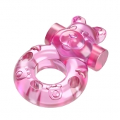 Розовое эрекционное виброкольцо на пенис Pink Bear - Baile - в Грозном купить с доставкой