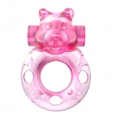 Розовое эрекционное виброкольцо на пенис Pink Bear - Baile - в Грозном купить с доставкой