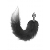 Серебристая анальная пробка с черным хвостом Galaxy - Lola Games - купить с доставкой в Грозном