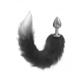 Серебристая анальная пробка с черным хвостом Starlit - Lola Games - купить с доставкой в Грозном