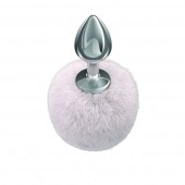 Серебристая анальная пробка с белым пушистым хвостиком Twinkle - Lola Games - купить с доставкой в Грозном