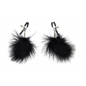 Зажимы на соски с черным пухом Euphoric - Lola Games - купить с доставкой в Грозном