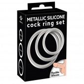Набор из 3 эрекционных колец под металл Metallic Silicone Cock Ring Set - Orion - в Грозном купить с доставкой
