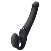 Черный безремневой вибрострапон Silicone Bendable Strap-On M - Strap-on-me - купить с доставкой в Грозном