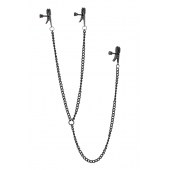 Черные зажимы на соски и клитор на цепочке DELUXE NIPPLE   CLIT CLAMPS - Dream Toys - купить с доставкой в Грозном