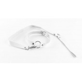 Белый чокер из натуральной кожи с поводком - БДСМ Арсенал - купить с доставкой в Грозном