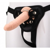 Телесный страпон на черных трусиках STRAP ON REAL DILDO - 20 см. - Dream Toys - купить с доставкой в Грозном