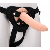 Телесный страпон на черных трусиках STRAP ON REAL DILDO - 20 см. - Dream Toys - купить с доставкой в Грозном