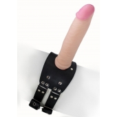 Черный узкий пояс на бедро с телесной насадкой - LOVETOY (А-Полимер) - купить с доставкой в Грозном