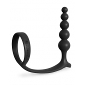 Черная анальная цепочка с эрекционным кольцом Ass-gasm Cockring Anal Beads - Pipedream - в Грозном купить с доставкой