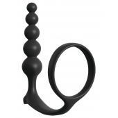 Черная анальная цепочка с эрекционным кольцом Ass-gasm Cockring Anal Beads - Pipedream - в Грозном купить с доставкой