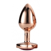 Золотистая анальная втулка с кристаллом-сердечком розового цвета - 7,1 см. - Dream Toys - купить с доставкой в Грозном
