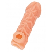 Телесная закрытая насадка с венками Cock Sleeve Size S - 13,8 см. - KOKOS - в Грозном купить с доставкой