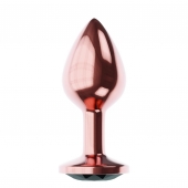 Пробка цвета розового золота с черным кристаллом Diamond Jet Shine L - 8,3 см. - Lola Games - купить с доставкой в Грозном